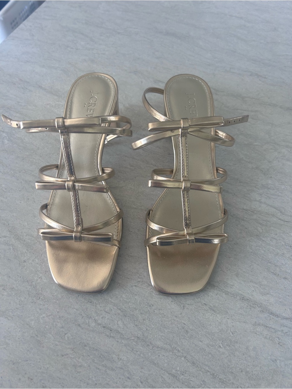 J. Crew Metallic Gold Strappy Heeled Sandals